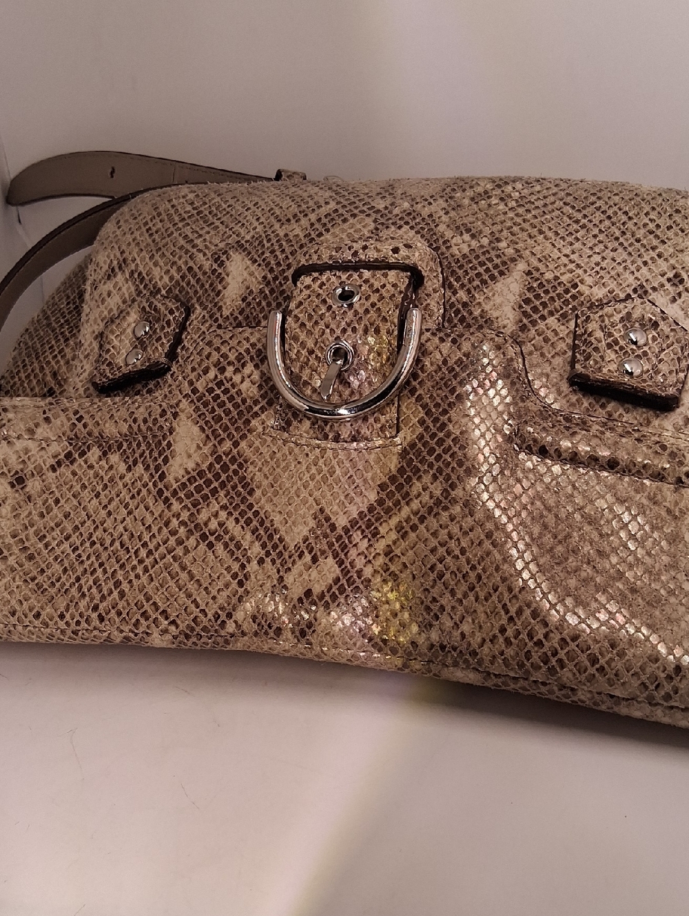 Coach Snake-Print Crossbody Bag in Taupe and Brown - Picture 5 of 7